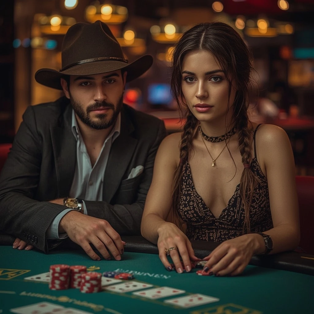 photo of two poker players DELTIN7 CASINO
